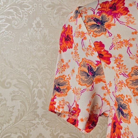 ASTR The Label Size XS Cream Floral A-line Dress Lace Up Front Short Sleeve - Picture 5 of 13